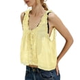 thumbnail image 2 of Women's Tanks Women Sleeveless Lace Tank Tops Vacation Front Tie Mesh Chiffon Tops,Gold Women's Tanks & Camis M, 2 of 4
