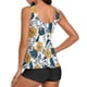 thumbnail image 2 of Gibobby Conjunto de bikini para mujer Traje de baño para mujeres Dos piezas de baño trajes Floral impresión Tank Top con boyshorts trajes de Swimming(Blanco,XL), 2 of 4