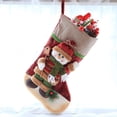 thumbnail image 5 of Bolsa de regalo con adornos navideños de seda verde Calcetines navideños con patrón de muñeco de nieve anciano Calcetines navideños tridimensionales, 5 of 5
