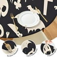 thumbnail image 4 of Black Halloween Spooky Elements Round Fitted Tablecloth with Elastic Edge,Dining Table Cover Waterproof,Outdoor Round Tablecloth for Camping,Dining,Indoor and Outdoor, 4 of 7