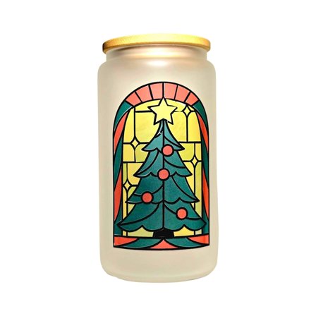 Stained Glass Christmas Tree window glass tumbler