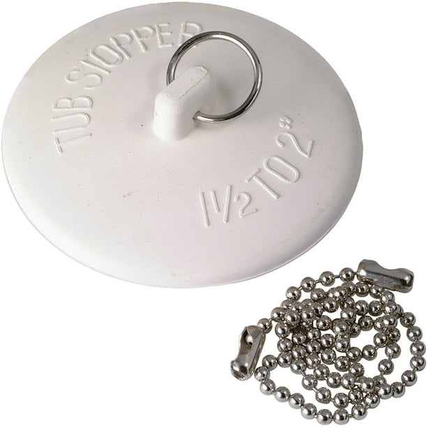 Peerless Rubber Tub Stopper w/ 15" beaded chain for 11/2" to 2" Drains.