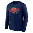 thumbnail image 2 of Men's  Navy Atlanta Braves Peach Long Sleeve T-Shirt, 2 of 3