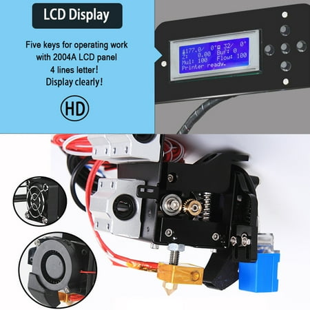 Black Professiona Tronx P802MA 3D Diy Printer LCD 2004A Display With Assembly Office XYZ Printer With Auto Leveling Win 10 Supported