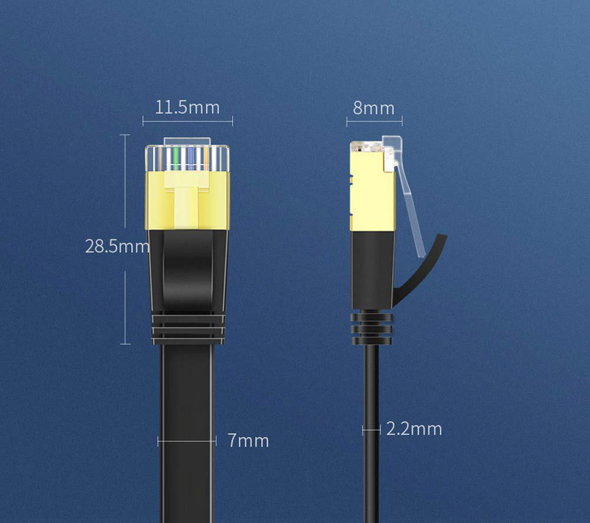 KOMI Flat Cat8 Ethernet Cable 30M, 26AWG Cat 8 Network Internet Lan Cable High Speed 40Gbps 2000Mhz SFTP RJ45 Gold Plated Connector for PC, Router, Switch, Modem, TV, PS5 (Black, 30M/98FT)