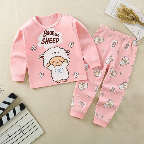 Owordtank 2 Piece Casual Fall Loung Wear Sets for Toddler Baby Kids Print Long Sleeve Pullover Tops and Pant Sets for Boys Girls