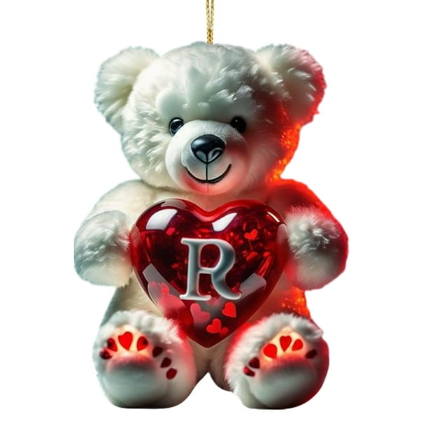 Letra Acrílica R Cgtredaw Adornos Oso Corazón Peluche para Navidad