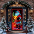 thumbnail image 5 of UV Activated Night Glow Fluorescent Christmas Door Cover, Glows in Dark 2D Flat Holiday Garage Door Covers with Cartoon Santa and Elf for Christmas Party, 5 of 6