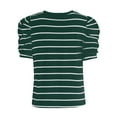 thumbnail image 4 of Women Summer Fashion Bubble Sleeve Striped T Shirt V Neck Soft Breathable Casual Wear, 4 of 4