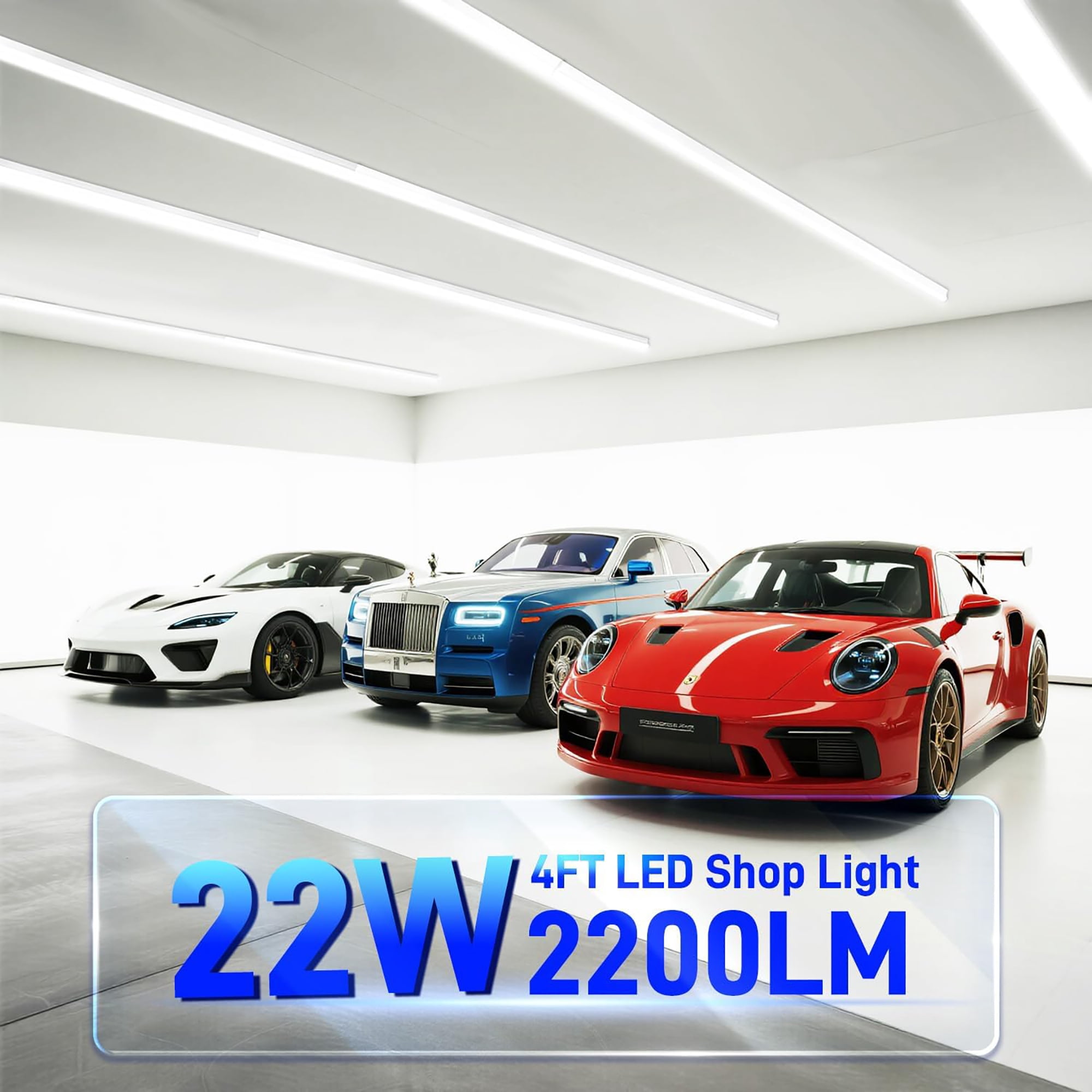 Hlite 6-Pack T5 LED Shop Light, 4FT 22W 2200LM 6500K Daylight, Plug in/Hardwire, Linkable Utility Light for Garage, Warehouse, Workshop, Under Cabinet