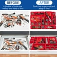 thumbnail image 3 of HAIDAIYA 45 Pack Drawer Organizer Trays Set, 3 Sizes Plastic Divider Storage Bins for Desk, Makeup, Tool Box, Jewelry (Red), 3 of 7