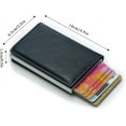 thumbnail image 2 of ORUYROP Credit Card Holder RFID Blocking Slim Wallet PU Leather Aluminum Business Card Holder Automatic Pop-up Card Case Security Travel Wallet, 2 of 4