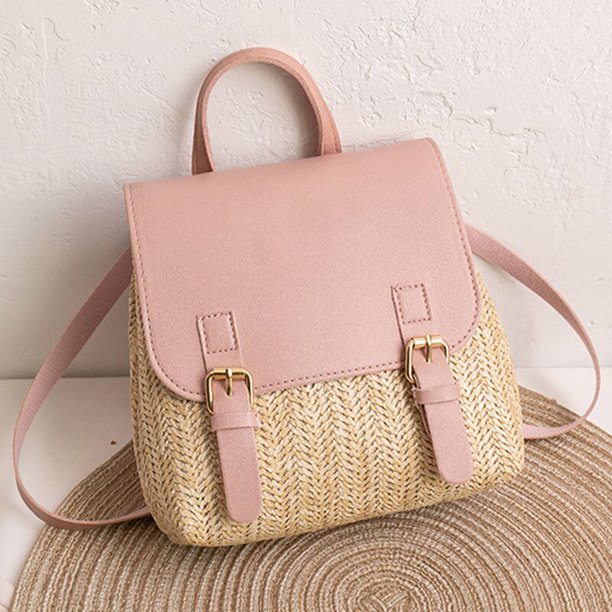 Mochila de paja Vintage para mujer, bolso de hombro versátil, tejido de paja, de cuero PU, elegante, de diseñador de lujo, pequeña, 2023 Fivean unisex