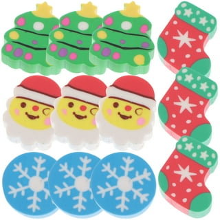 North Pole Eraser Set~ Set of 5 Erasers Christmas Wreath Santa
