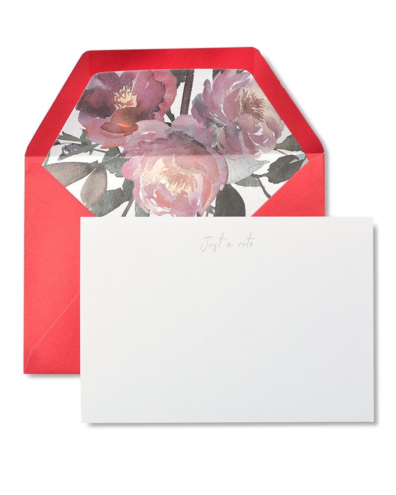 Stanley Painterly Red 'Just A Note' Note Cards With Silver Foil