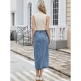 thumbnail image 3 of DARING DIVA Women's Midi Length Split Back Long Jean Skirts Large Sky Blue, 3 of 6