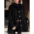 thumbnail image 5 of Women'S Fall Jacket with Hood Casual Button Down Hooded Long Sleeves Loose Corduroy Jackets with Pockets Black L, 5 of 8