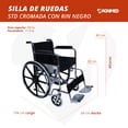 thumbnail image 2 of Silla de ruedas Estándar Magnimed cromada con Rin negro y asiento de lona Capacidad de carga 100kg, 2 of 5