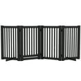 thumbnail image 1 of PawHut Free Standing Wooden Pet Gate with Open Door 4 Panel Black, 1 of 10