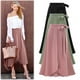 thumbnail image 2 of Falda de media longitud, otoño de mujer, falda irregular de cintura alta, falda con abertura, talla grande, largo medio, falda de mujer con cordones, largo medio, 2 of 5