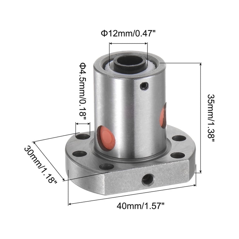 Uxcell Ball Screw Nut SFU1204-3 (Dia 12mm 4mm Pitch) Ball Screw
