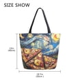 thumbnail image 5 of FORMRS Womens Canvas Tote Bag with Zipper Inner Pocket Shoulder Handbag, Starry Pizza, 5 of 7