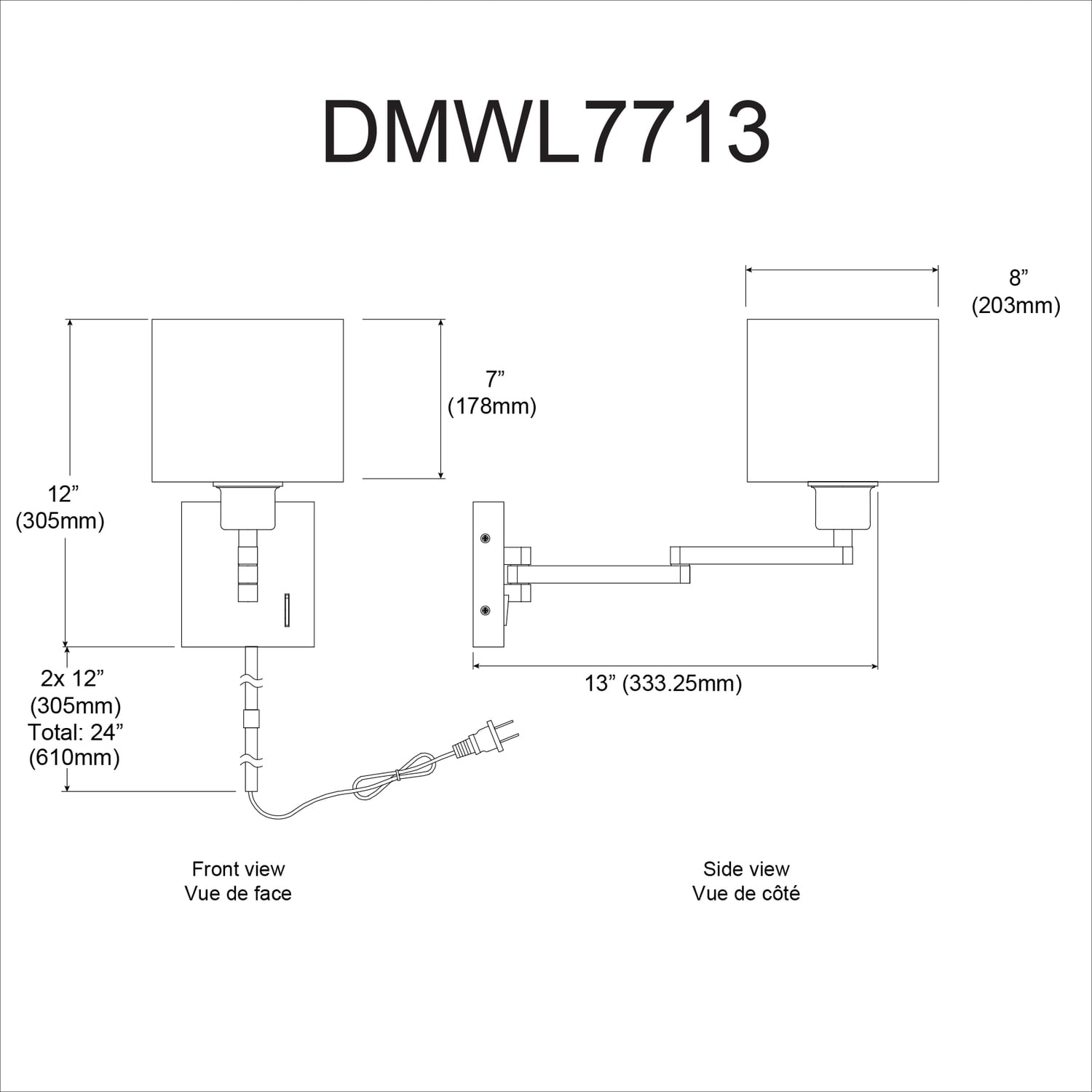 ダル　Inglenook & Paradigm Dainolite Swing Arm Wall Lamp - Satin Chrome - Walmart.com