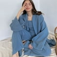 thumbnail image 4 of NHKDSASA Kimono Pajamas 2023 New 100% Cotton Crepe Long-Sleeved Trousers Ladies Sleepwear Suit Women's Home Service Mujer, 4 of 4