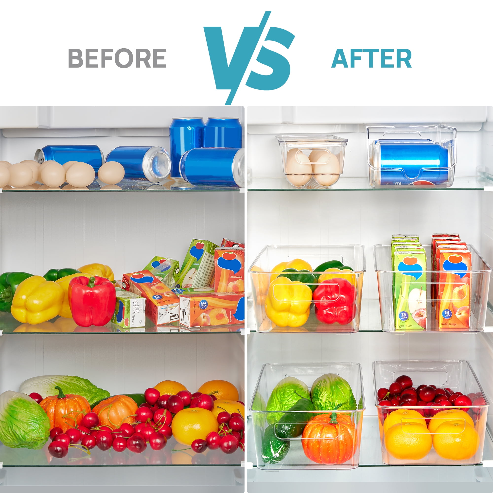 Vtopmart Set of 10 Fridge Organizer, Refrigerator Organizing Bins with Handles, BPAFree Clear Plasti(图3)