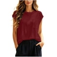 thumbnail image 3 of Horkkom Short Sleeve Tops for Women Crew Neck Solid Color Basic Tees Casual Loose T Shirts with Pocket M, 3 of 10