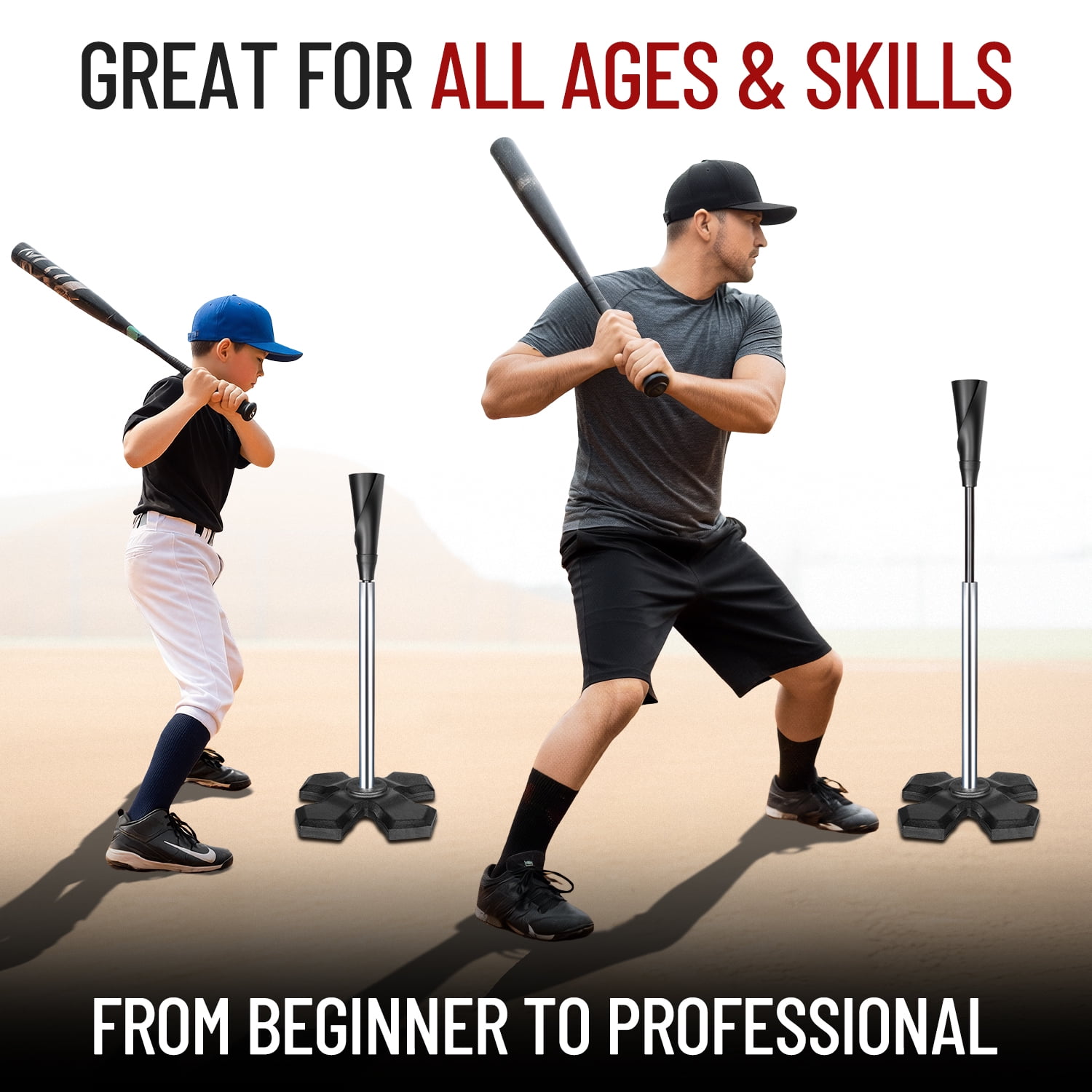 CureCalor Heavy Duty Adjustable Batting Tee for Baseball, Softball & T-Ball Training