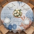 thumbnail image 2 of Ocean Corals Round Tablecloth 60 inches Summer Beach Coral Sea Stars Wood Grain Waterproof Oil-Proof Table Cloth Round Table Cover for Holiday Party Picnic Dinner Decor Indoor and Outdoor Use, 2 of 9