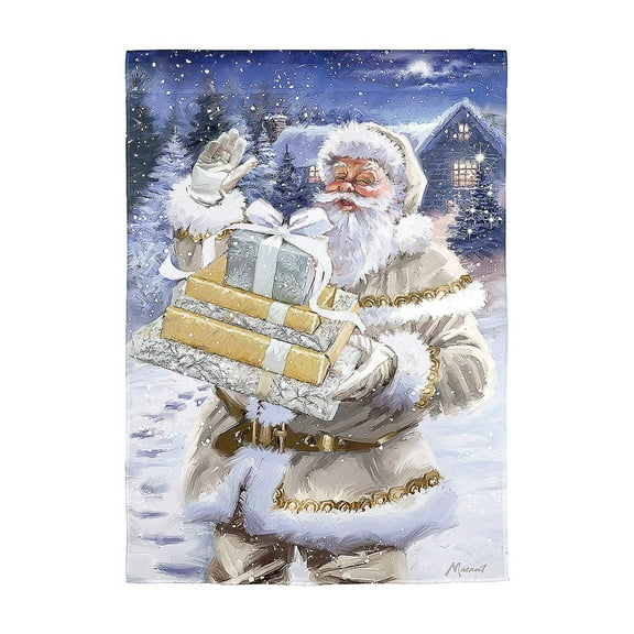 Evergreen Flag,Santa and Presents Suede Garden Flag,12.5x0.02x18 Inches