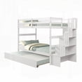 thumbnail image 4 of Twin Size Solid Wood Platform Bed Frame with Stairway Storage Function in White Color, 4 of 14
