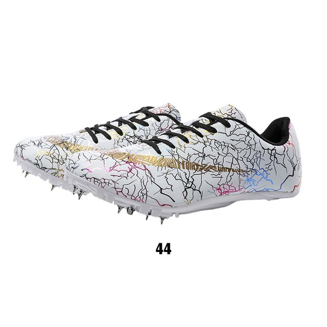VONKY Breathable And Non-slip Professional Running Training Shoes Durable Track And Field Spikes Shoes white 44