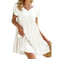 thumbnail image 3 of Langwyqu V-Neck Short Sleeved Women Loose Oversize Casual Mini Shirt Dress, 3 of 5