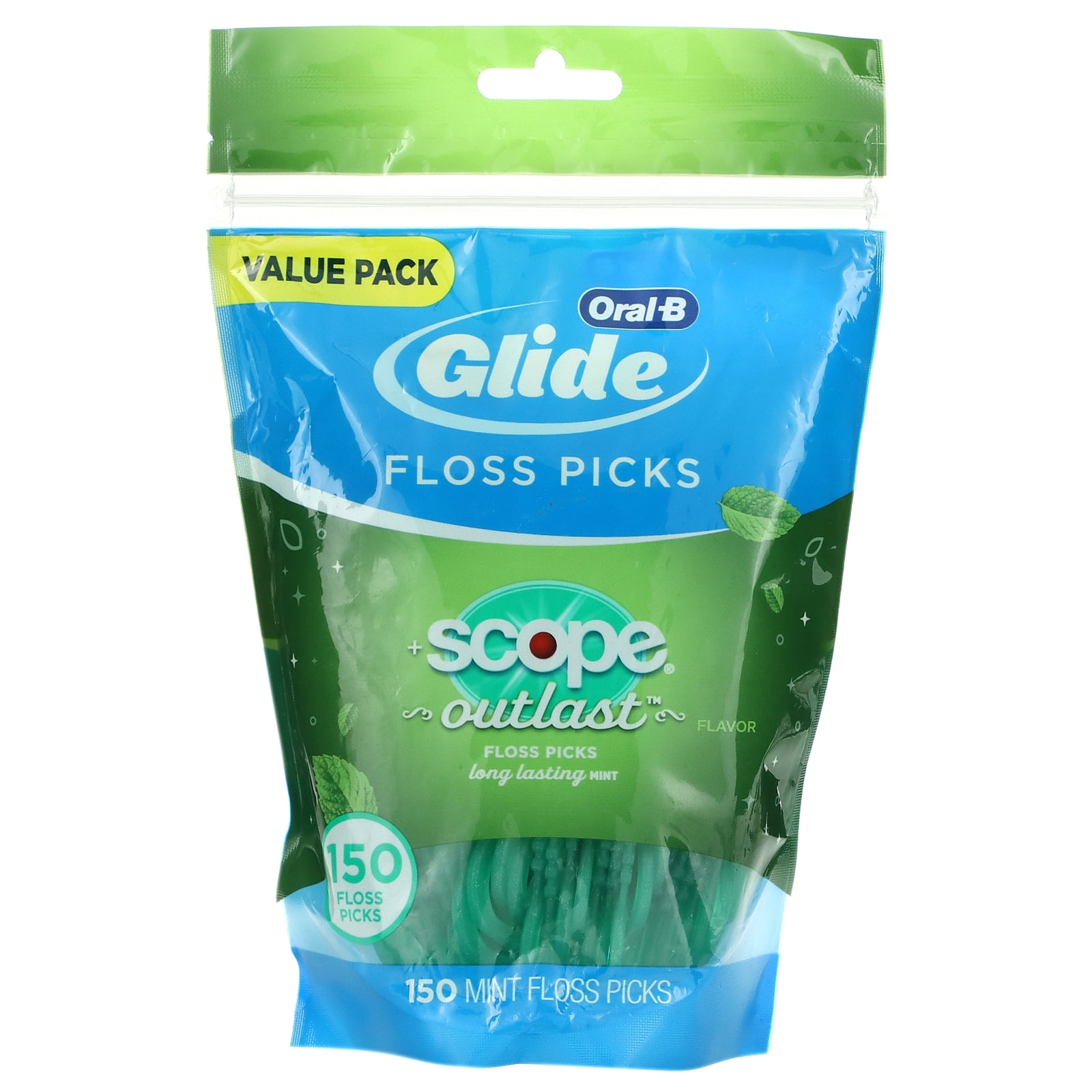 OralB, Glide, Floss Picks, Scope Outlast, 150 Floss Picks