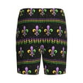 thumbnail image 5 of Naloa Mardi Gras Fleur de Lis Men's Short Pajama Pants, Lounge Comfort Shorts with Elasticized Waistband and Side Pockets - XX-Large, 5 of 9