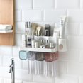 thumbnail image 2 of Dispensador de pasta de dientes, soporte para cepillos de dientes montado en la pared, organizador de baño multifuncional con 4 tazas, 8 ranuras para cepillos de dientes, soporte para maquillaje brillar  Electrónica, 2 of 4