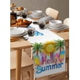 thumbnail image 6 of ERUNPONLY Yellow Summer Botanical Table Runner - 60 Inch Long Green Palm Trees Cotton and Linen Blended Dress Scarves Farmhouse Table Runner for Kitchen Dining, Coffee Table, 13"x60", 6 of 8