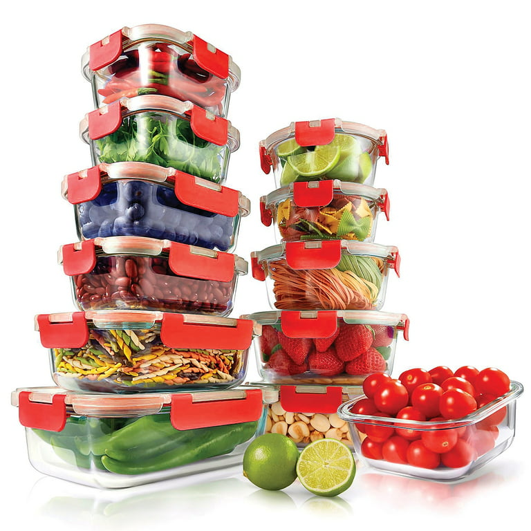 Durable Plastic Food Container Set with Snap Locking Lids, 48 Piece Set in  Red, 48 PC - Ralphs