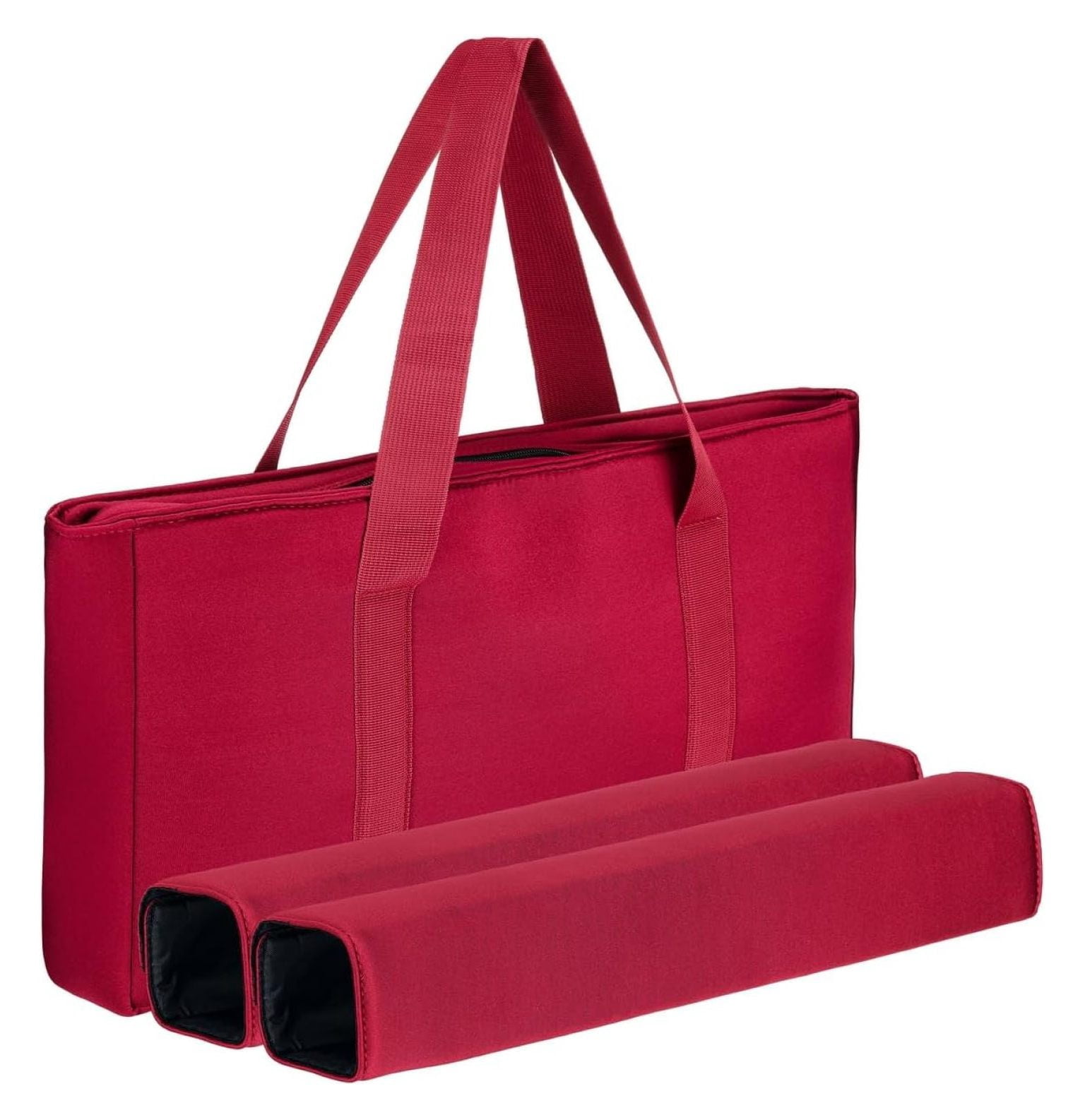 American Mahjong Set - Red Burgundy Soft Bag - 166 White Engraved Tiles, 4 All-in-One Rack/Pushers Western Mah Jongg Game Set