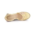 thumbnail image 4 of BLISSFUL STEP Women's Shoes Floral Lace Espadrille Wedge Heel Open Toe Sandals Yellow Purple 5.5, 4 of 7