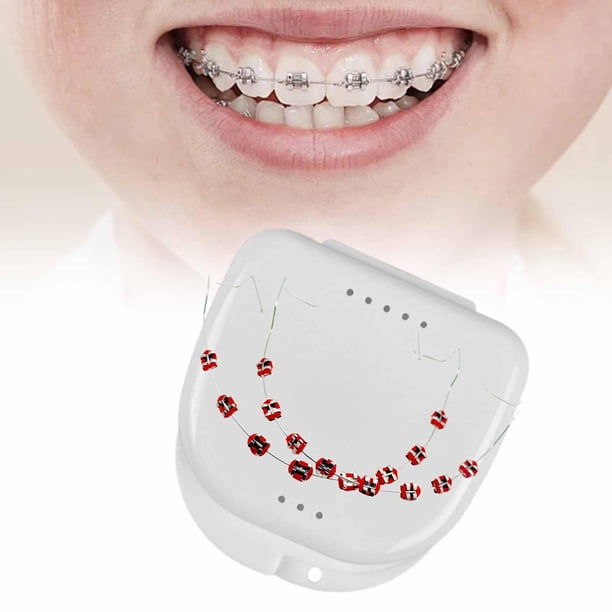 de decoración del diente temporal ortodoncista explica los accesorios con almacenamiento rojo