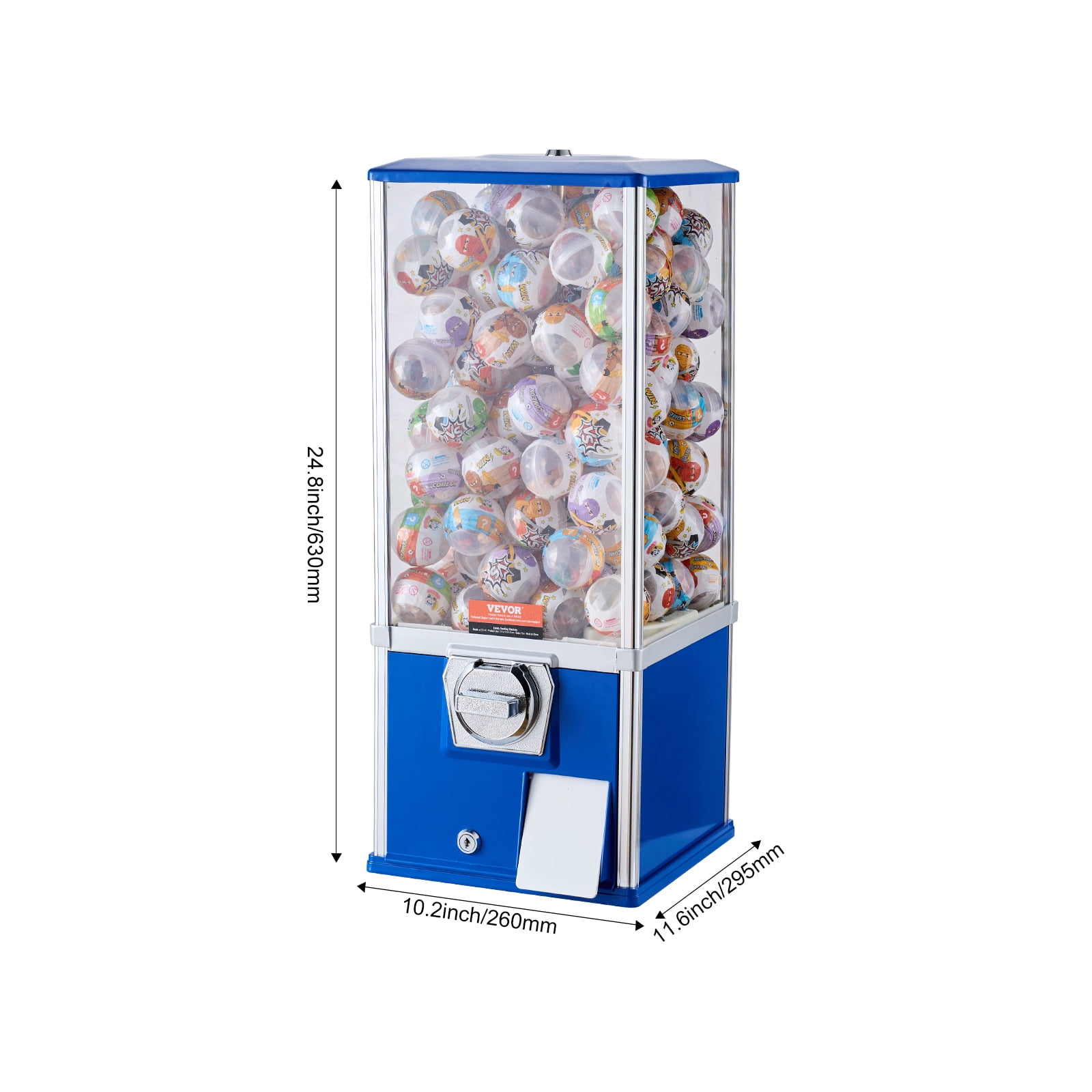 KFFKFF 25"H Gumball Machine - Vending Coin Bank with Vintage Gumball Dispenser, PS Blue