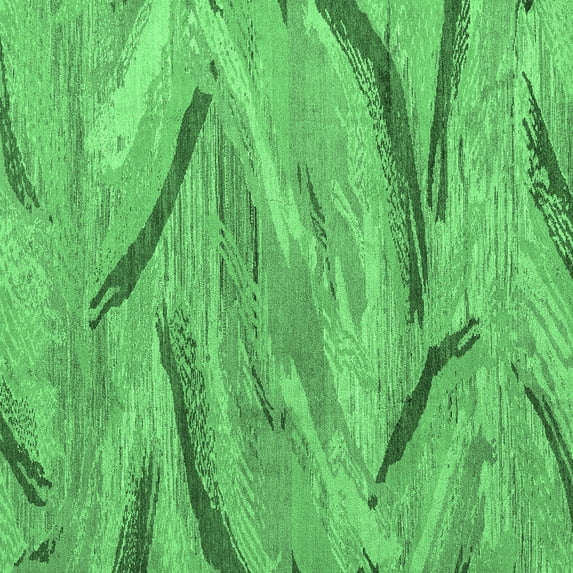 Ahgly Company Indoor Square Oriental Emerald Green Modern Area Rugs, 4' Square