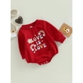 thumbnail image 3 of Seyurigaoka Baby Girls Valentine's Day Romper Tops Long Sleeve Crew Neck Letters Flower Rainbow Print Autumn Bodysuit for Casual Daily, 3 of 9