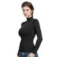 thumbnail image 3 of SHAPERX Women's Long Sleeve T-Shirt Mock Neck Slim Fit Tops Basic Tee, 3 of 7