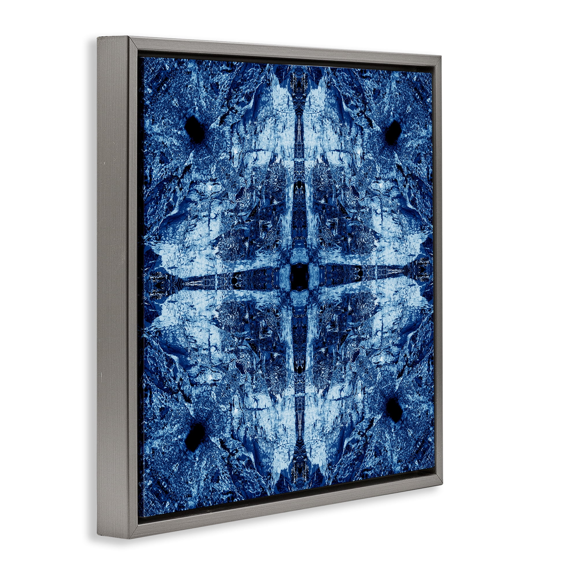 Stupell Industries Modern Mosaic Pattern Abstract Painting Gray Floater Framed Canvas Art Print Wall Art, 25 x 25