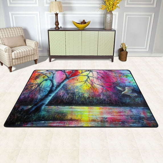 XMXY Colorful Lake Forest Area Rugs Doormat Outdoor Entrance , Facecloth Non-slip Floor Mat Rug for Living Room Kitchen Sink Area Indoor 36"x24"